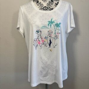 Coral Bay Graphic T-Shirt Women’s 1X White Rhinestones Tropical Pets
